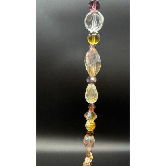 Beaded Suncatcher - Brown Gold - Clear Triangular Prism - Hanging Decor - Picture 7 of 13